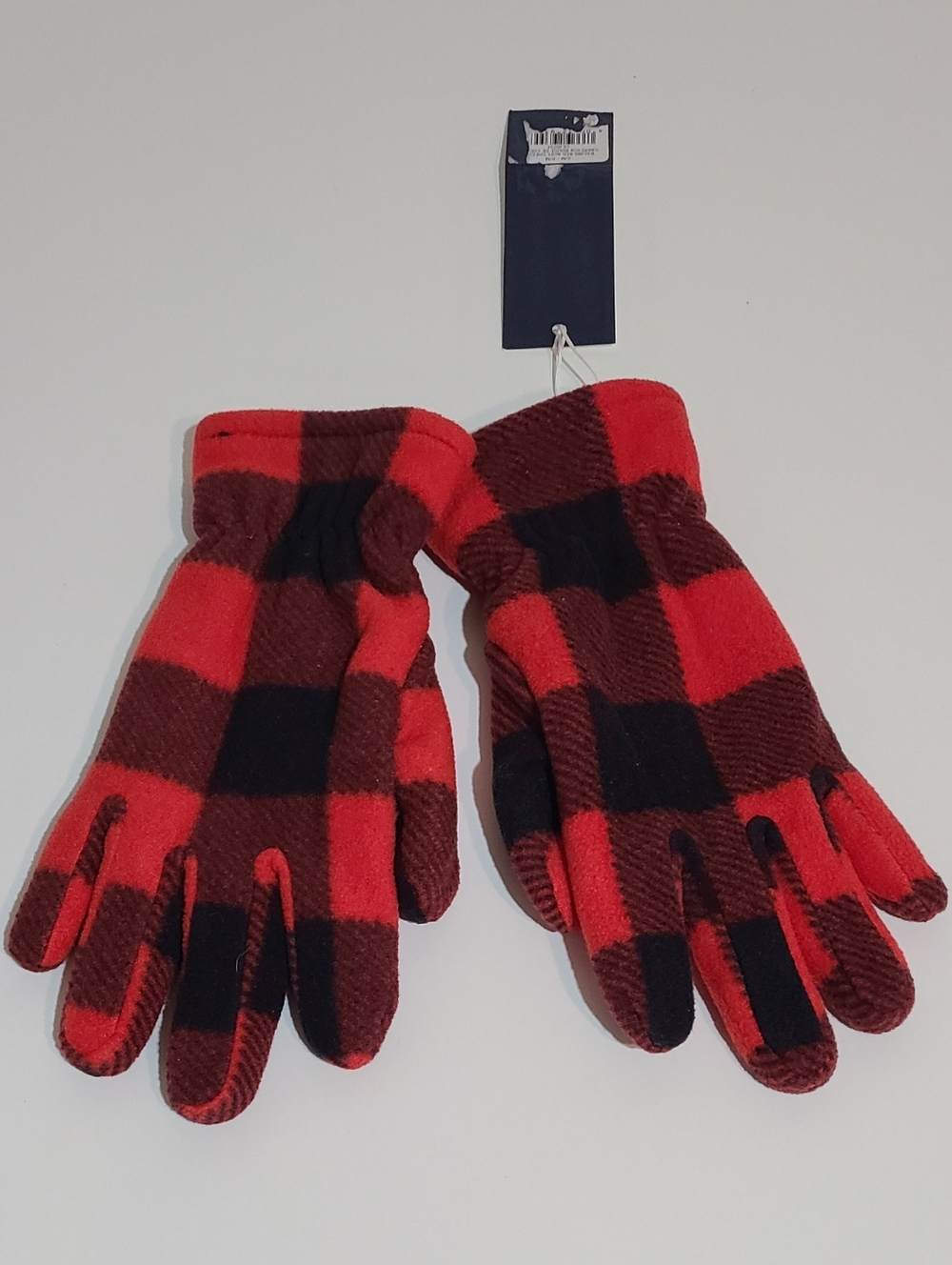 HB Stripes Red & Black Plaid Fleece Gloves